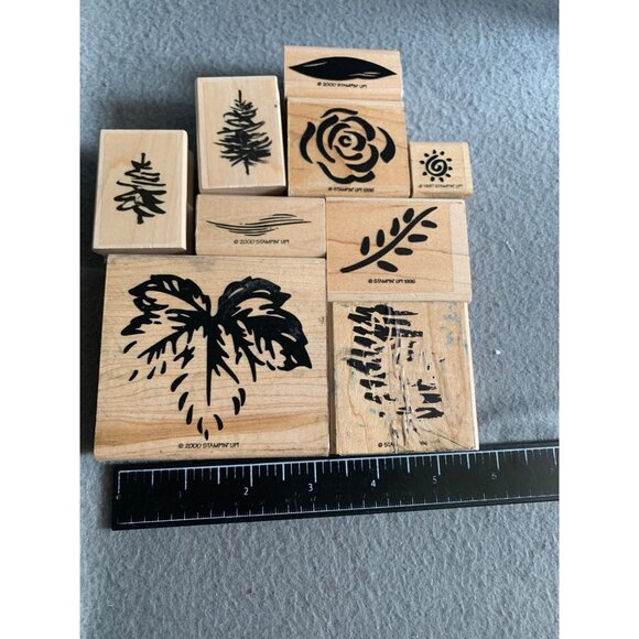 Stampin Up Rubber Stamp Set - Floral & Leaf Designs 9 Pieces Crafting & Scrapboo - Picture 3 of 4